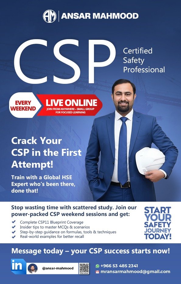CSP Certified Safety Professional — Live Online Coaching by Ansar Mahmood